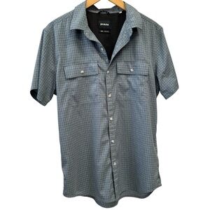 Prana light blue lightweight short sleeve button down, M